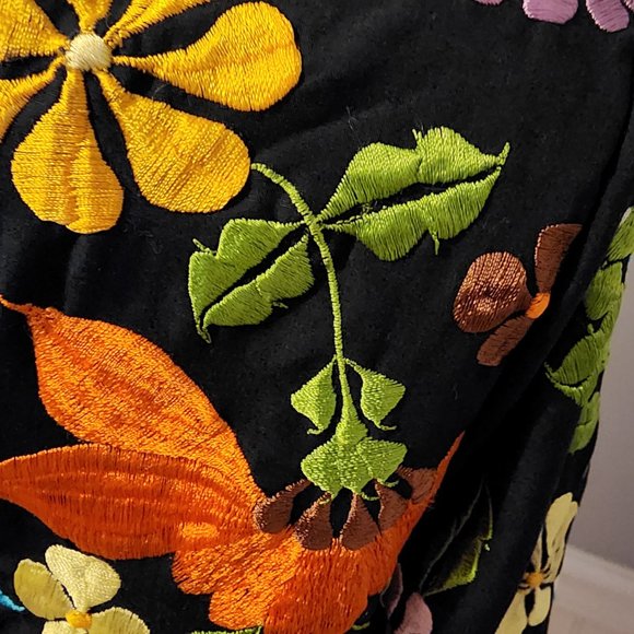 1960's-70's Leandra Crochet & Embroideries Label Tunic Top W/Colorful Embroidery - Picture 7 of 9